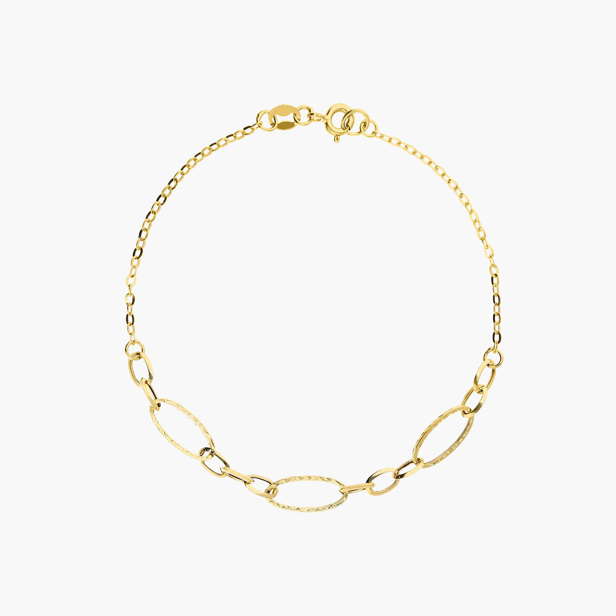 Pulsera de oro 18K eslabón anillas con cadena 19 cm