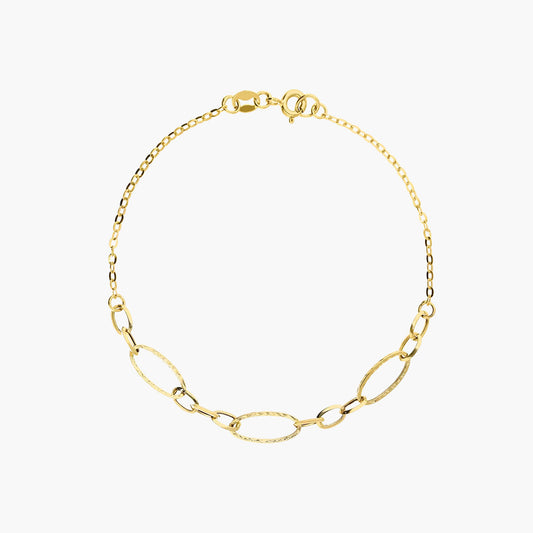Pulsera de oro 18K eslabón anillas con cadena 19 cm