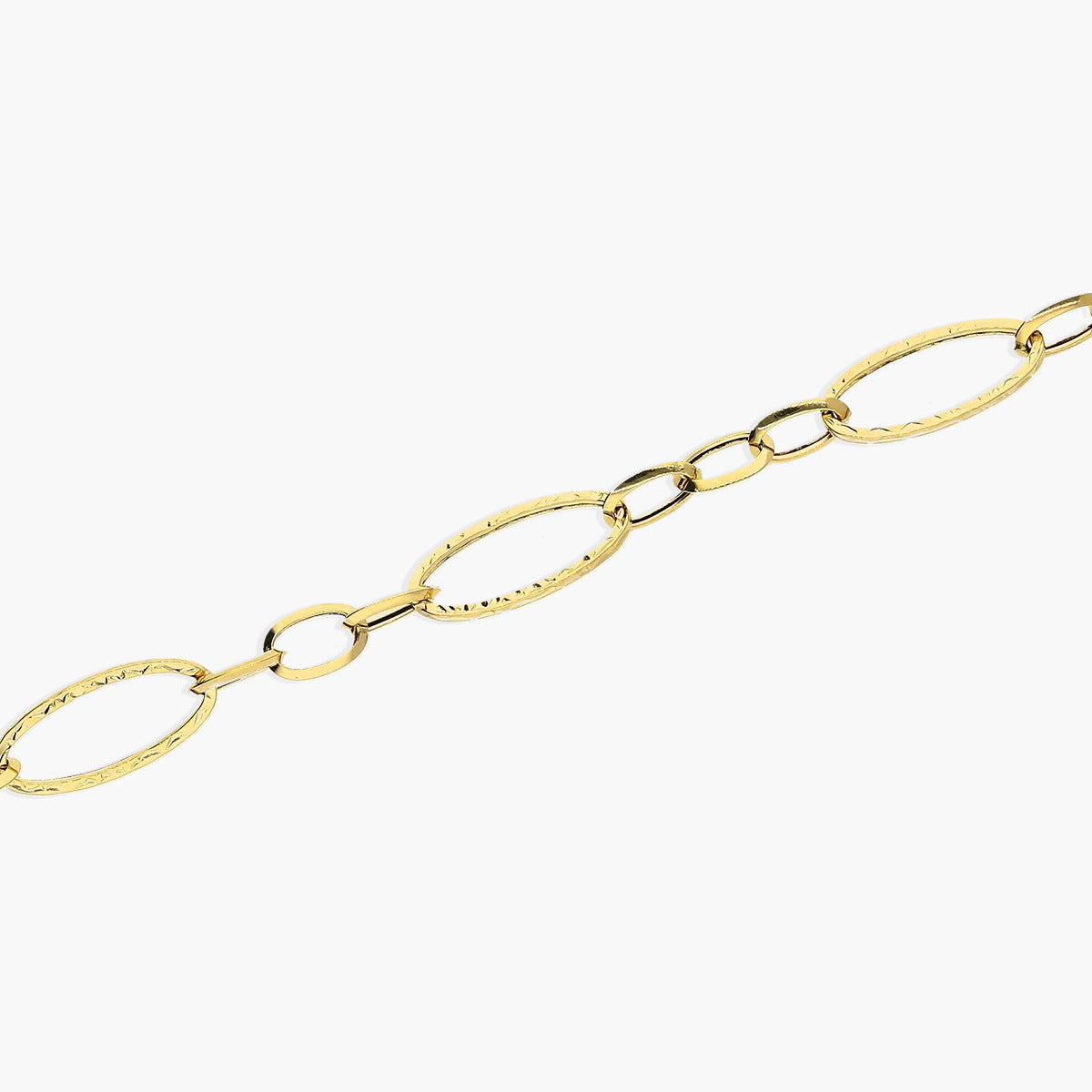 Pulsera de oro 18K eslabón anillas con cadena 19 cm