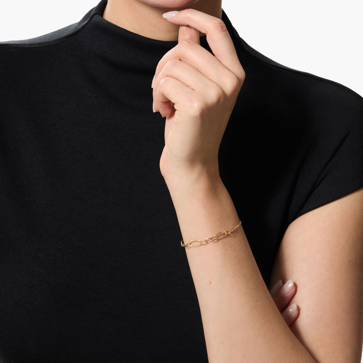 Pulsera de oro 18K eslabón anillas con cadena 19 cm