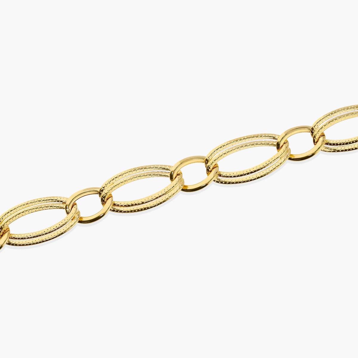 Pulsera de oro 18K eslabón doble anillas 19 cm