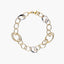 Pulsera de oro bicolor 18K eslabón anillas 19 cm