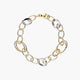 Pulsera de oro bicolor 18K eslabón anillas 19 cm