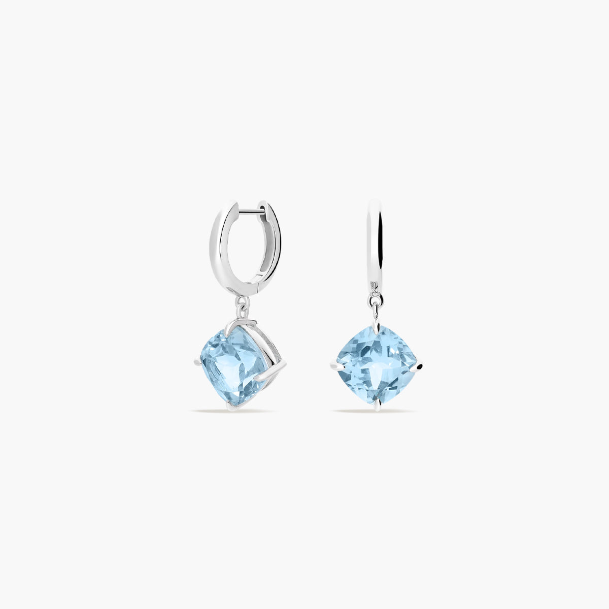 Pendientes de aro de plata 1ª ley topacio azul 14 mm PRISM