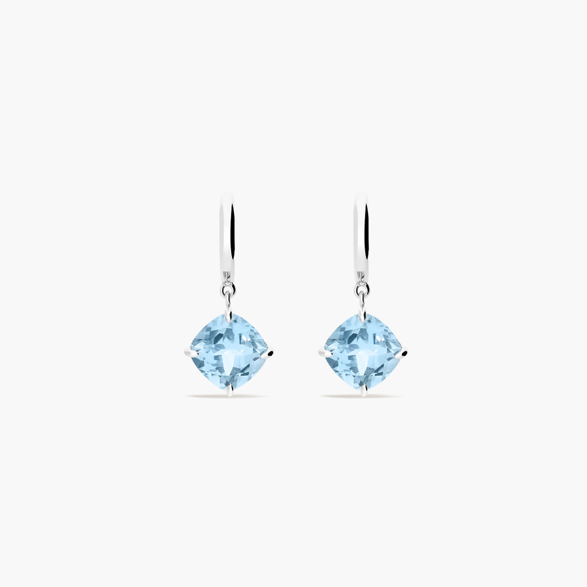 Pendientes de aro de plata 1ª ley topacio azul 14 mm PRISM