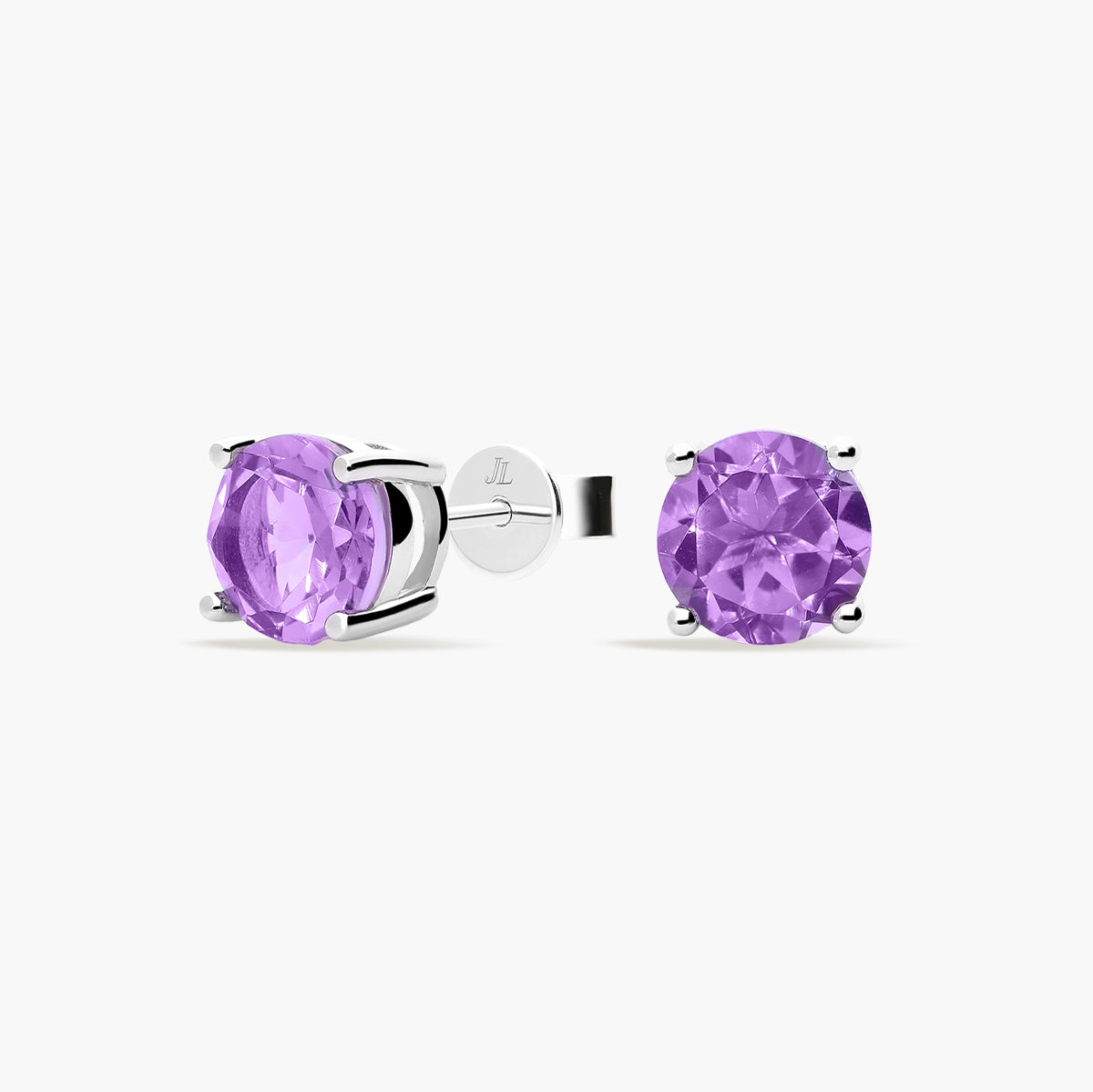 Pendientes redondos de plata 1ª ley amatista violeta 7 mm PRISM