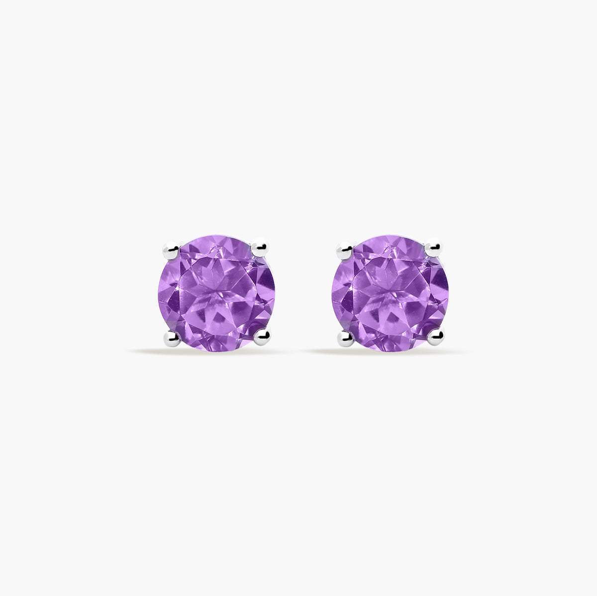 Pendientes redondos de plata 1ª ley amatista violeta 7 mm PRISM