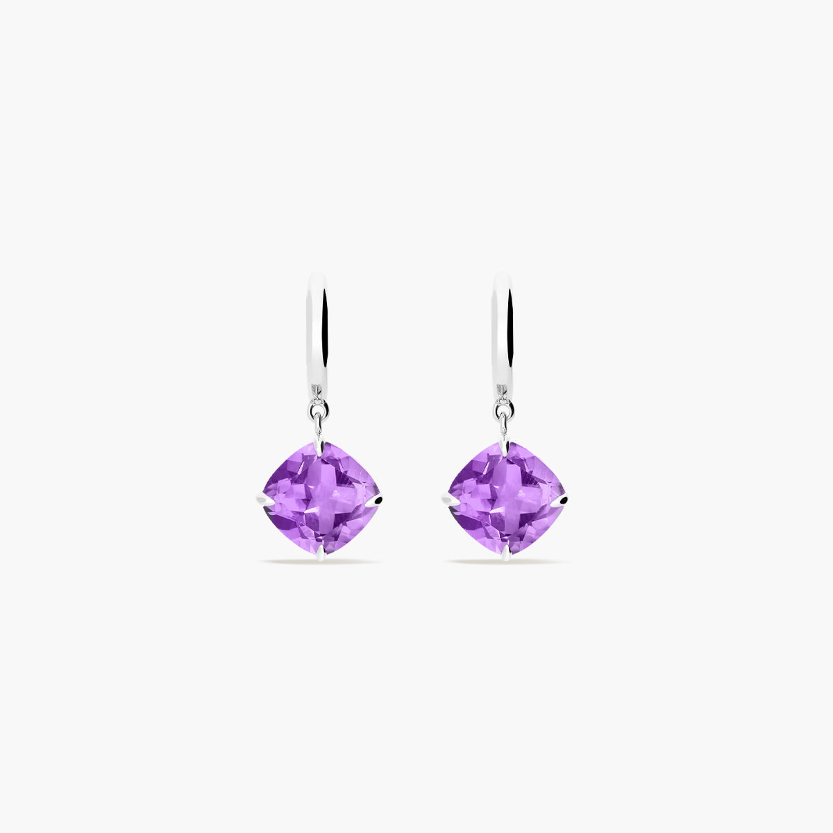 Pendientes de aro de plata 1ª ley amatista violeta 14 mm PRISM