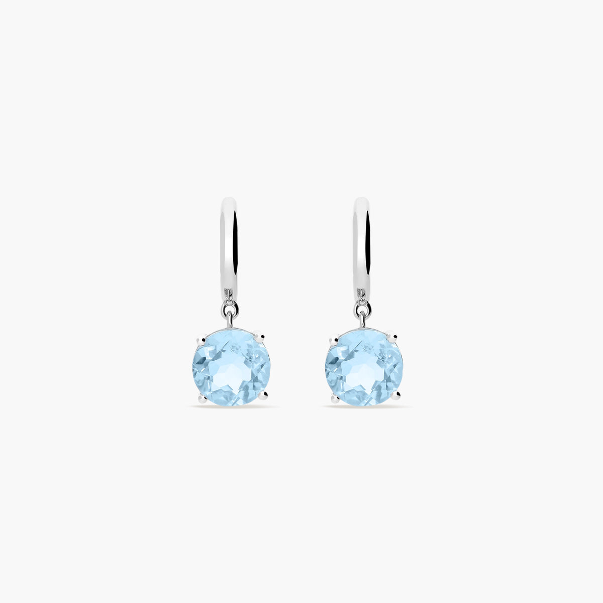 Pendientes de aro de plata 1ª ley topacio azul 14 mm PRISM