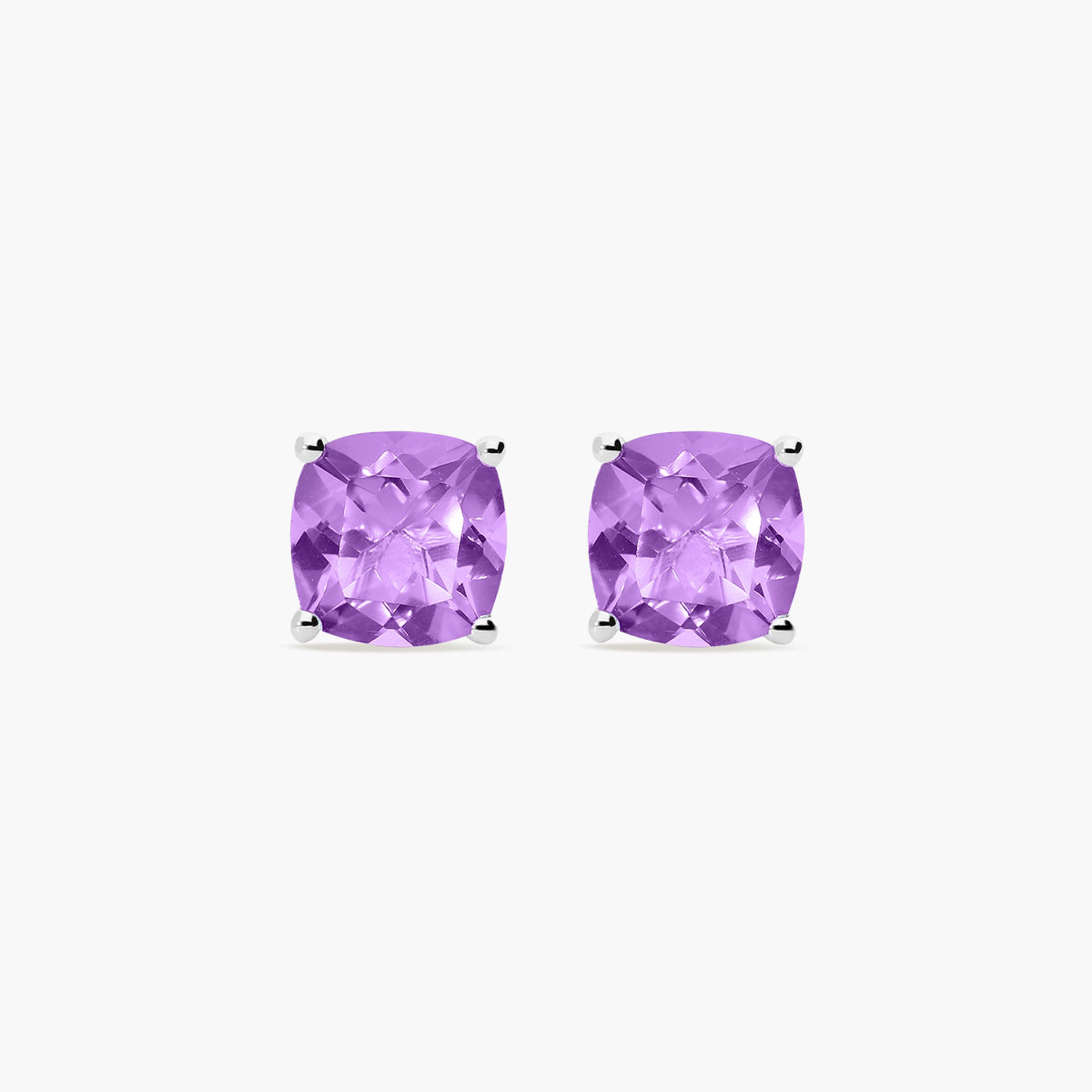 Pendientes de plata 1ª ley amatista violeta 7 mm PRISM