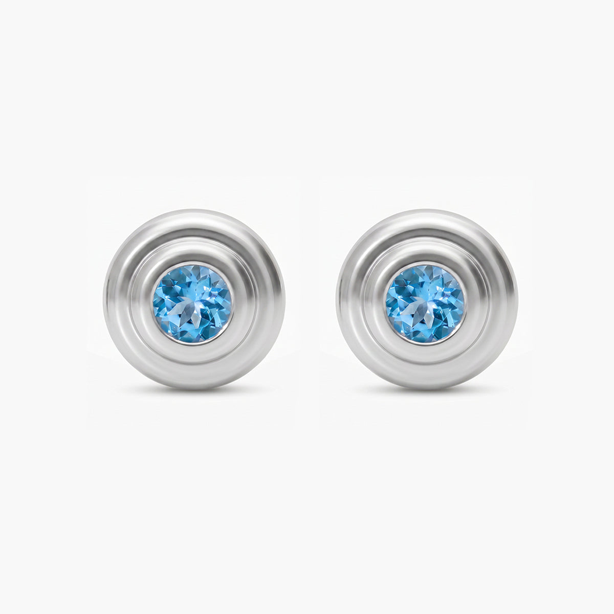 Pendientes redondos de plata 1ª ley topacio azul 16 mm MONOLITH