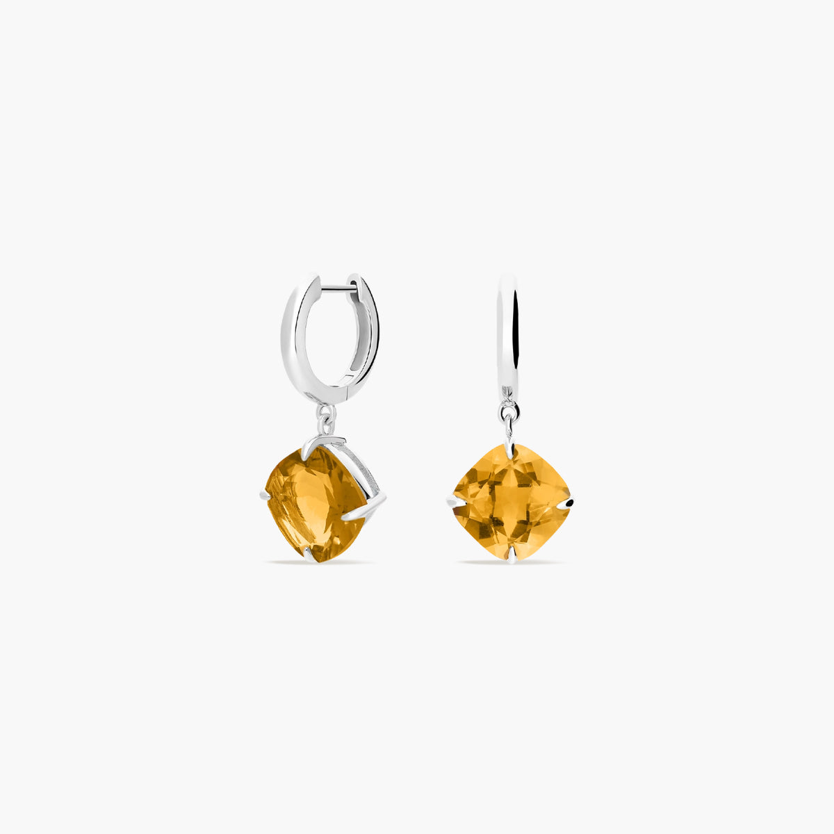 Pendientes de aro de plata 1ª ley citrino 14 mm PRISM