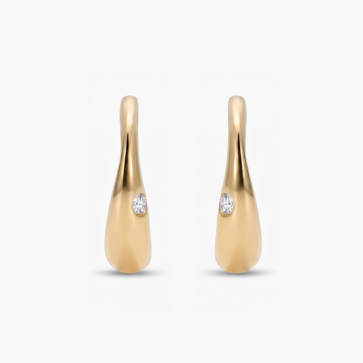Pendientes de aro de plata 1ª ley con baño de oro 18K topacio blanco 22x5,5 mm BLOWN