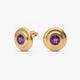 Pendientes redondos de plata 1ª ley con baño de oro 18K amatista violeta 16 mm MONOLITH