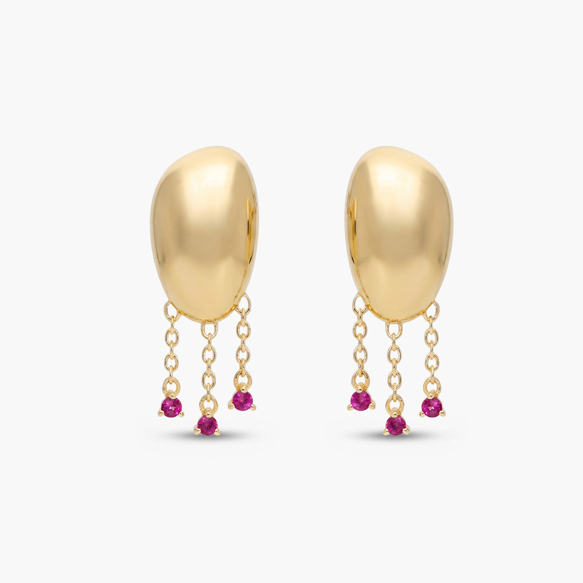 Pendientes de plata 1ª ley con baño de oro 18K rodolita rosa 17,5x11 mm BLOWN