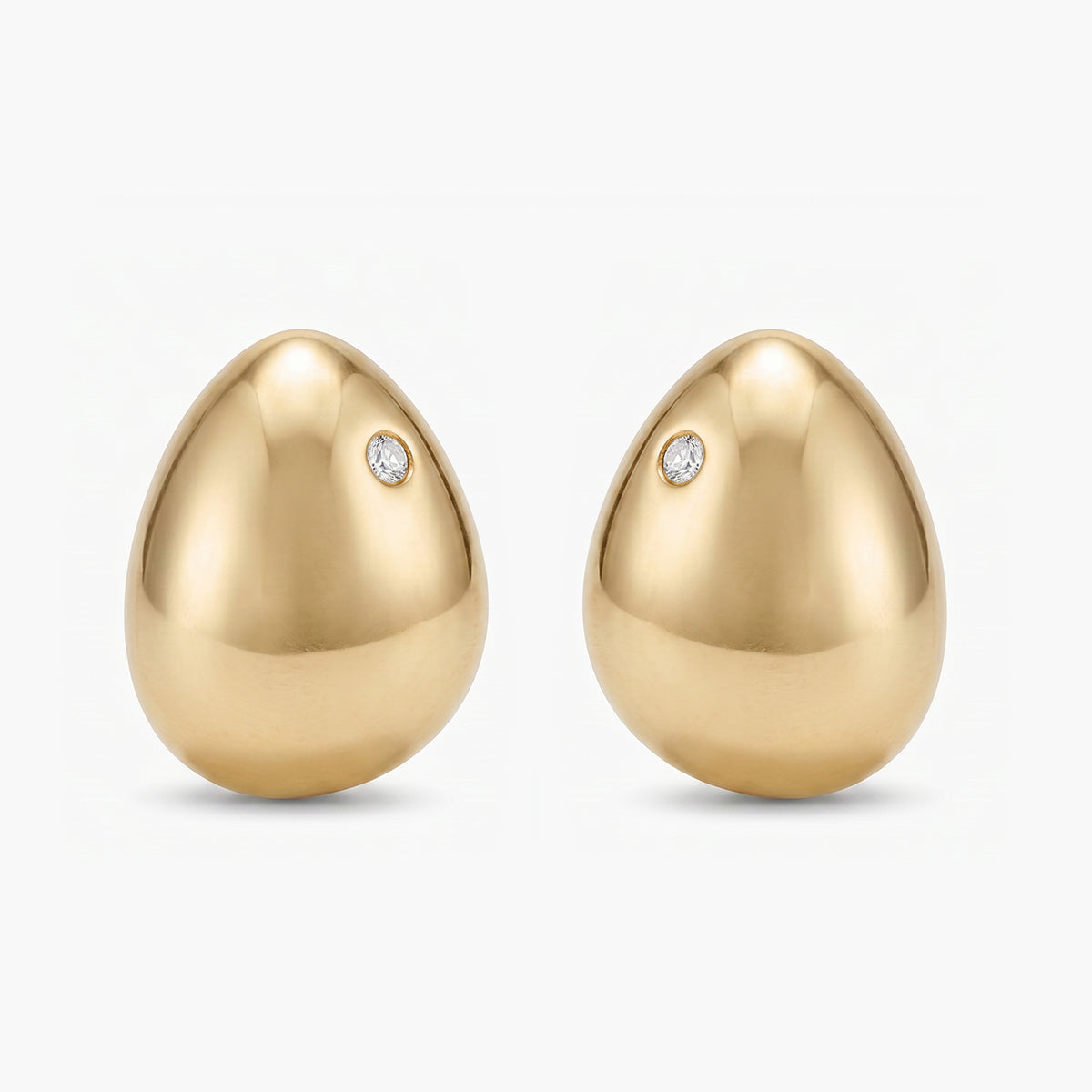Pendientes con forma lágrima de plata 1ª ley con baño de oro 18K topacio blanco 30x23 mm BLOWN