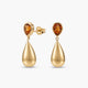 Pendientes largos de plata 1ª ley con baño de oro 18K citrino 26 mm BLOWN
