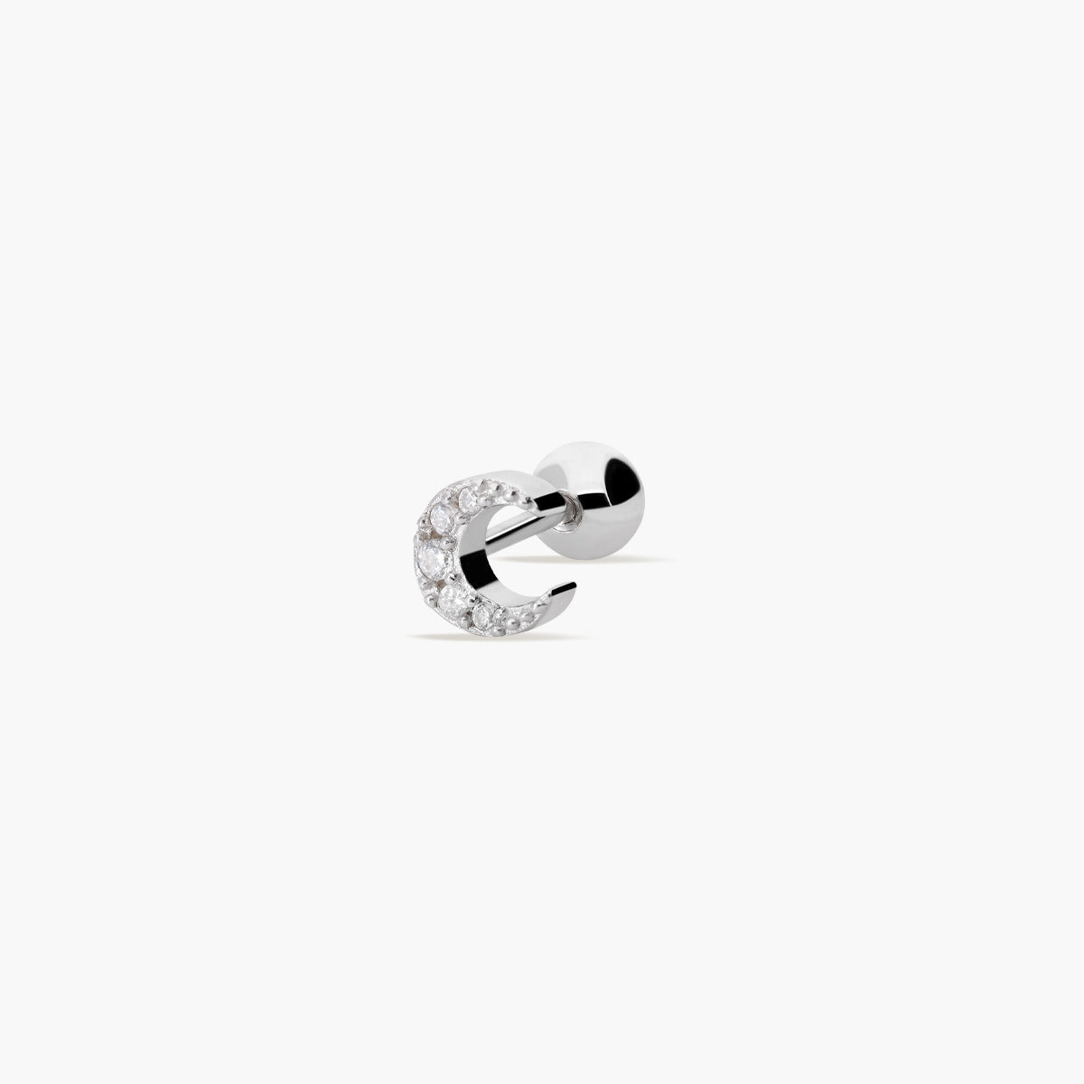 Piercing de oreja de plata 1ª ley circonitas luna 5 mm