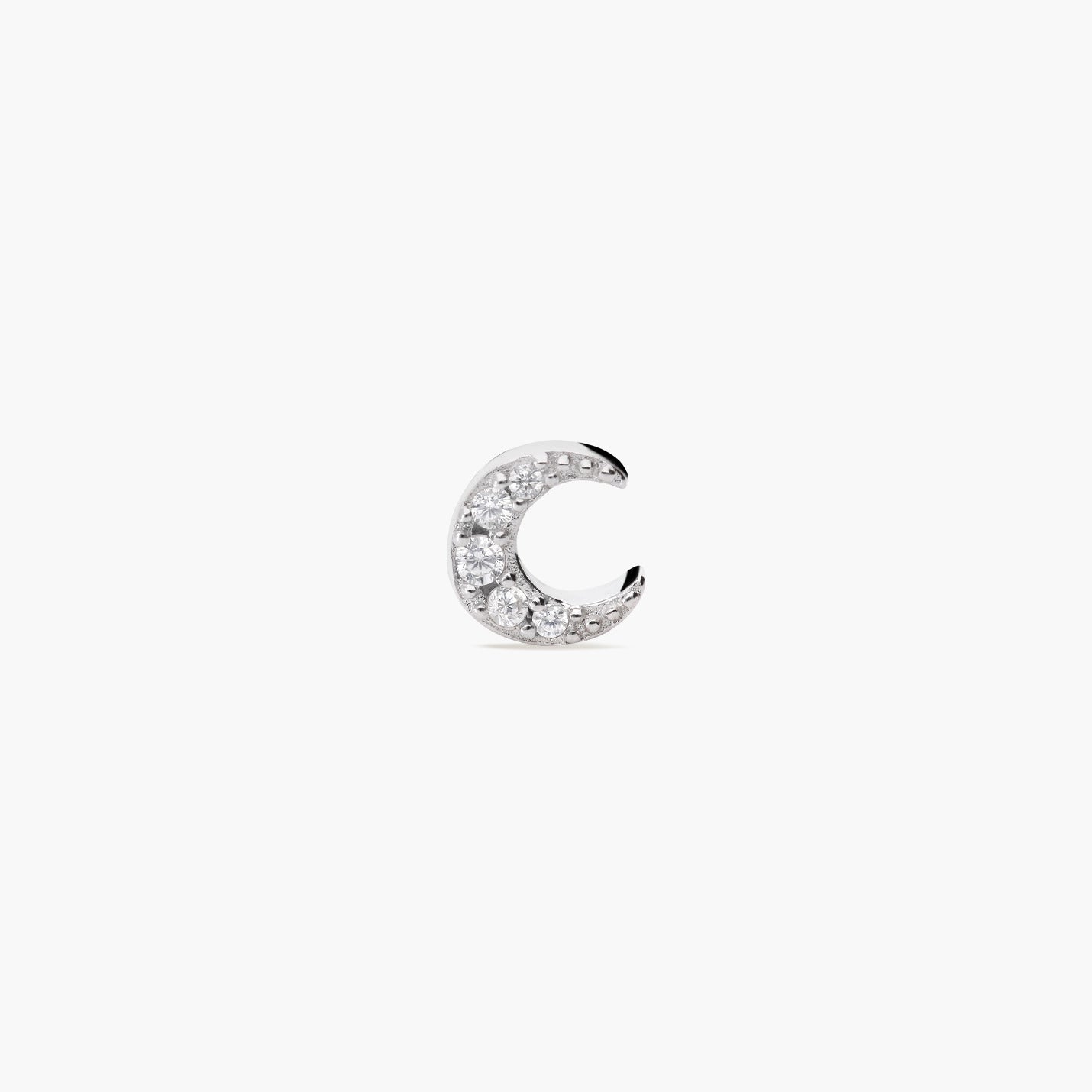 Piercing de oreja de plata 1ª ley circonitas luna 5 mm