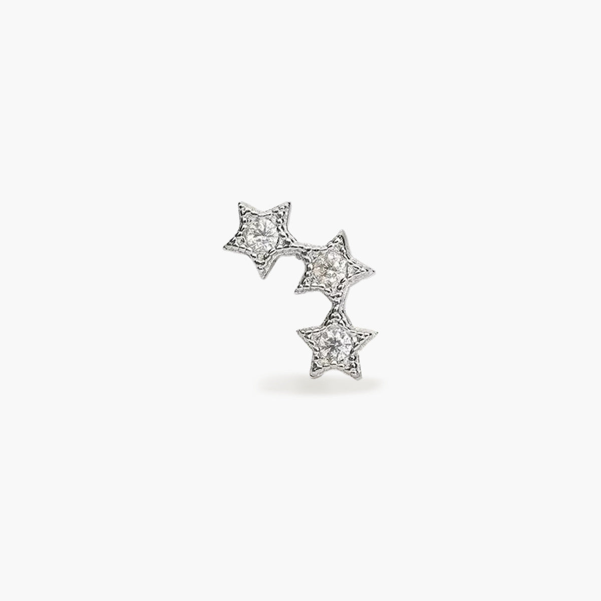 Piercing de oreja de plata 1ª ley circonitas estrellas 10 mm