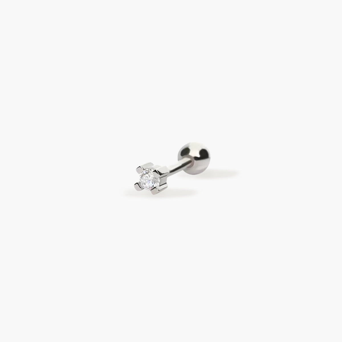 Piercing de oreja de plata 1ª ley circonita redonda 2 mm