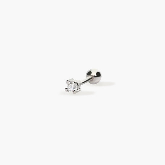 Piercing de oreja de plata 1ª ley circonita redonda 2 mm