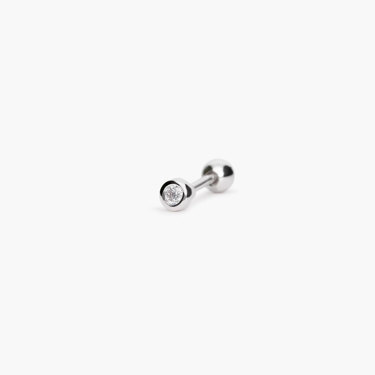 Piercing de oreja de plata 1ª ley circonita redonda 3 mm
