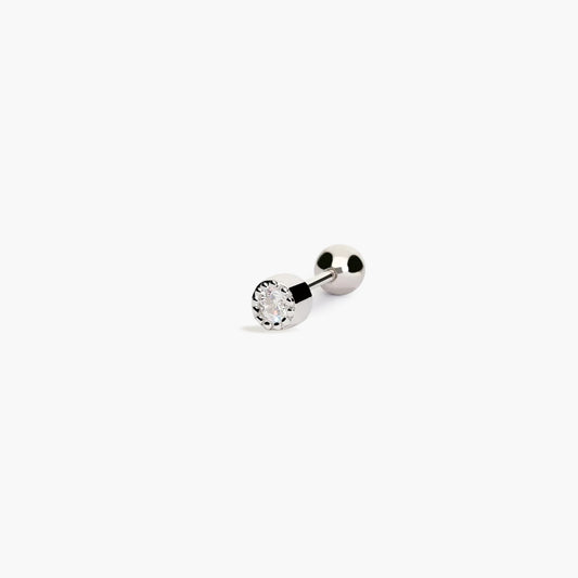 Piercing de oreja de plata 1ª ley circonita redonda 4 mm