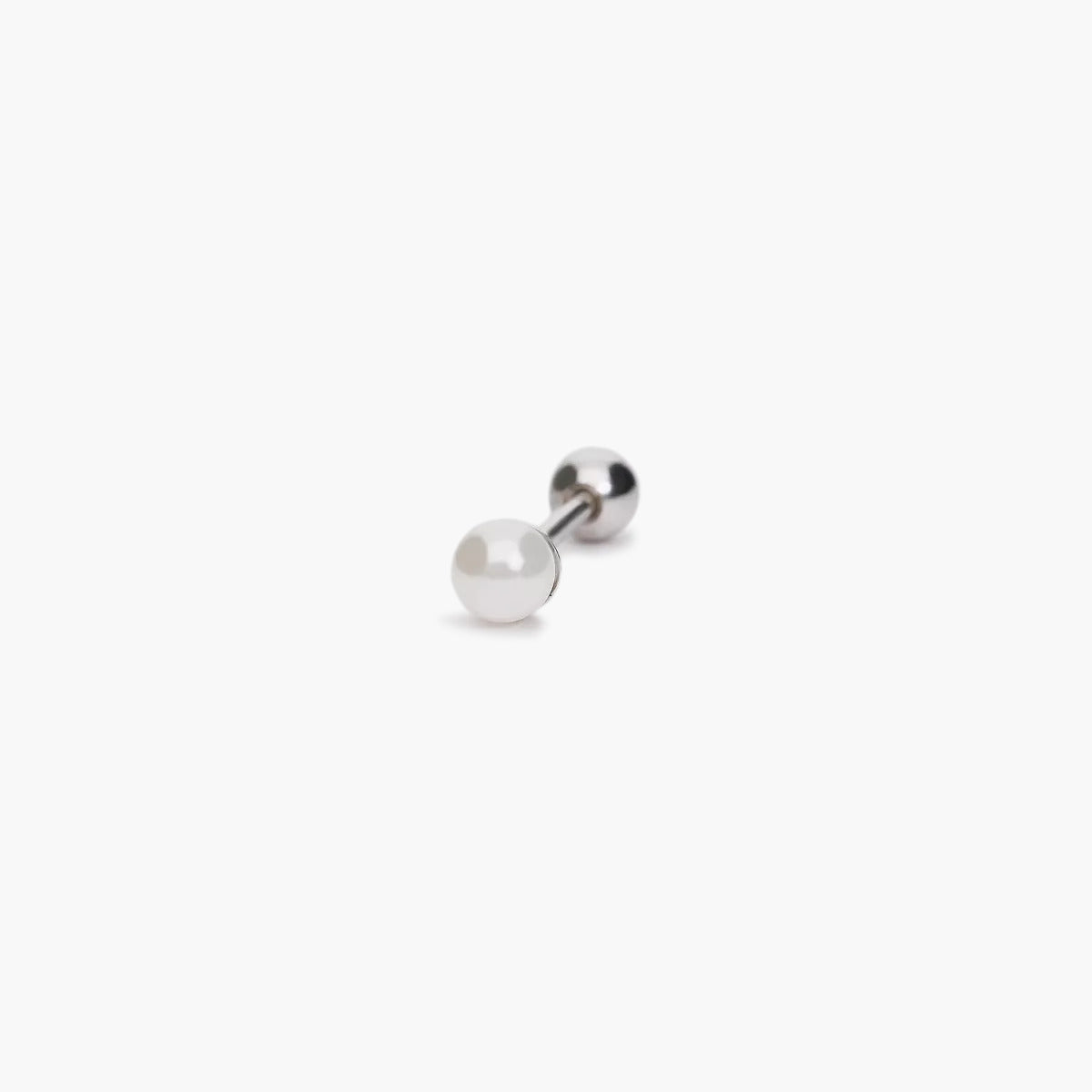 Piercing de oreja de plata 1ª ley perla 3 mm