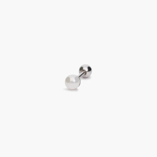 Piercing de oreja de plata 1ª ley perla 3 mm