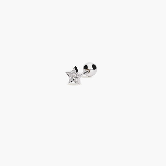 Piercing de oreja de plata 1ª ley estrella circonitas 4 mm