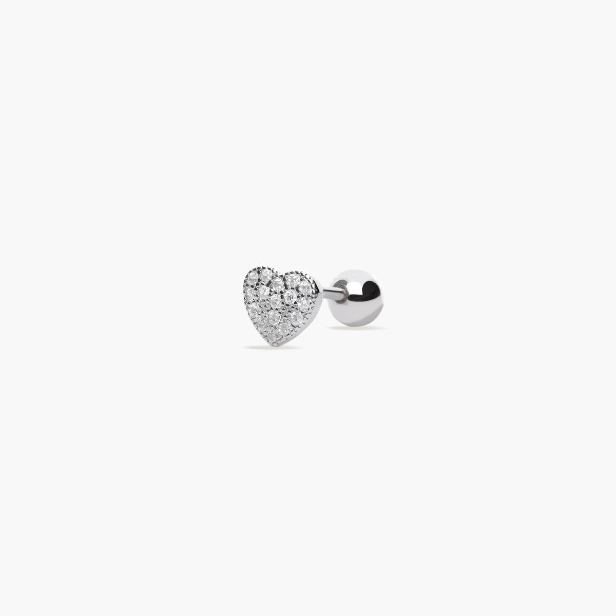 Piercing de oreja de plata 1ª ley circonitas corazón 5 mm