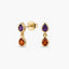 Pendientes largos de plata 1ª ley con baño de oro 18K amatista y citrino 13 mm WHISPERS