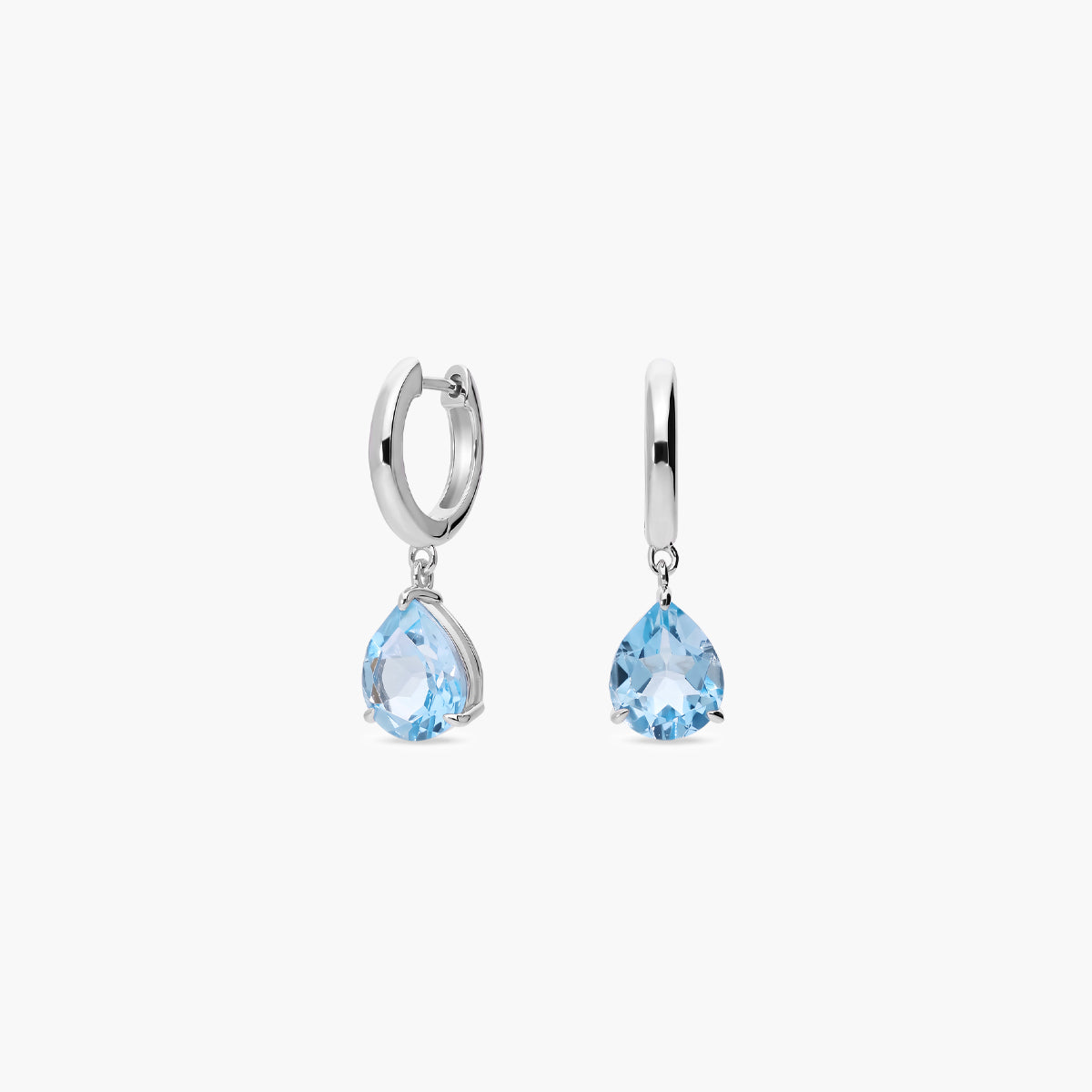 Pendientes de aro de plata 1ª ley topacio azul 10 mm PRISM