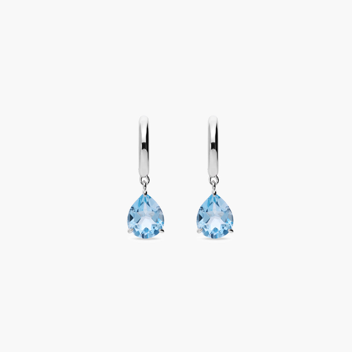 Pendientes de aro de plata 1ª ley topacio azul 10 mm PRISM
