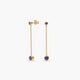 Pendientes largos de plata 1ª ley con baño de oro 18K amatista violeta 33 mm WHISPERS