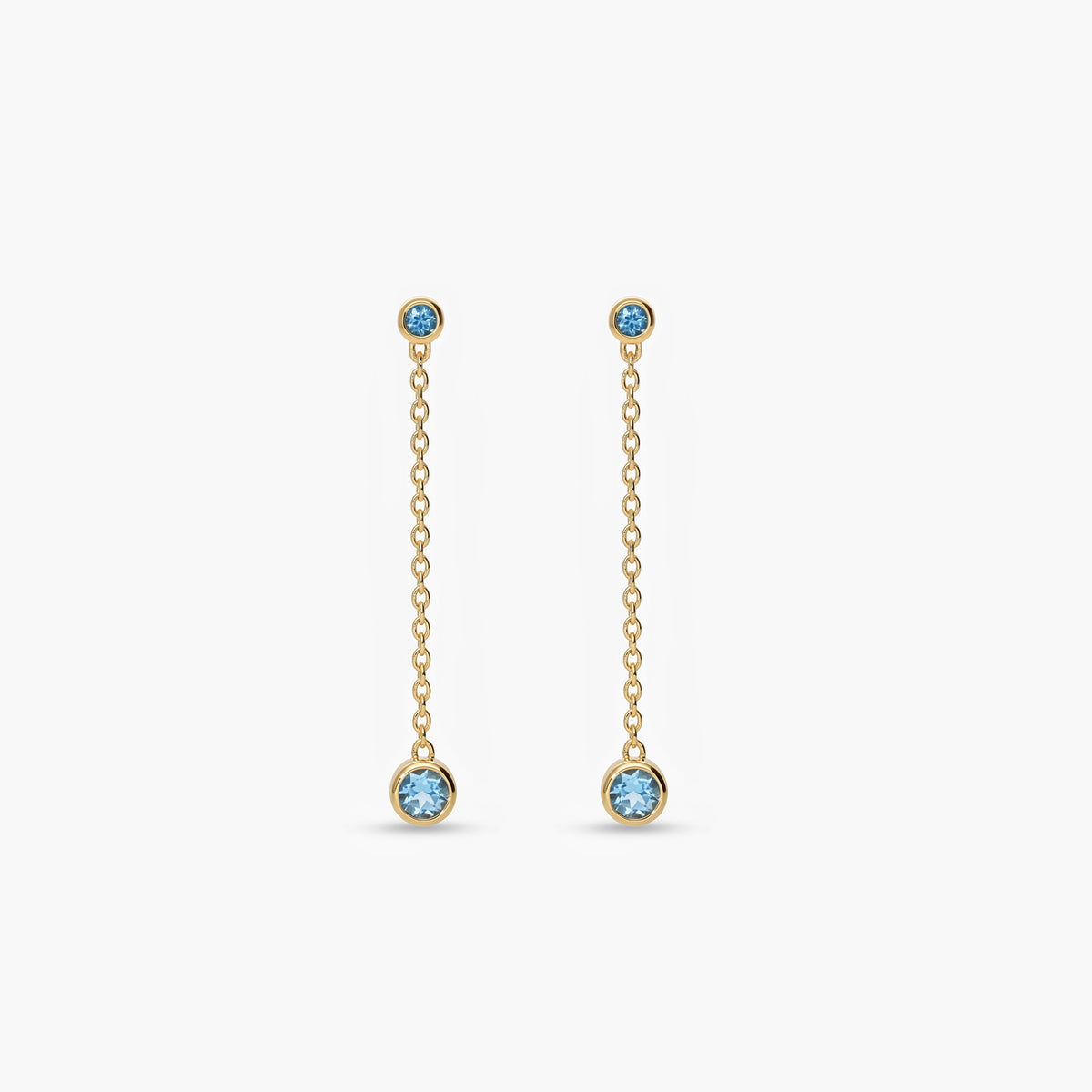 Pendientes largos de plata 1ª ley con baño de oro 18K topacio azul 33 mm WHISPERS