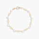 Pulsera de oro 18K con perlas y eslabón en forma de oso para bebé 13 cm
