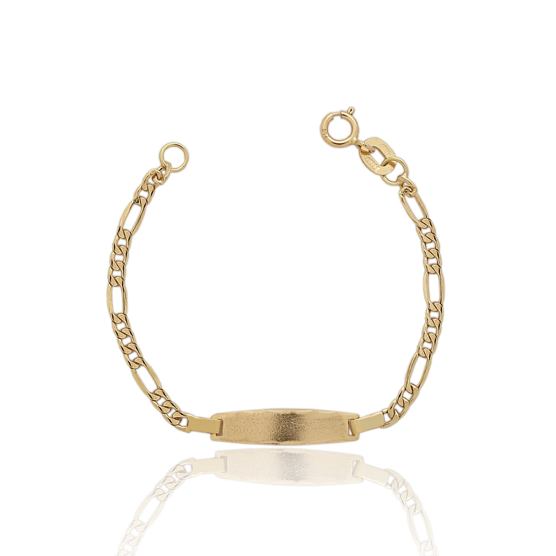 Pulsera esclava de oro 18K con chapa oval para bebé 11 cm