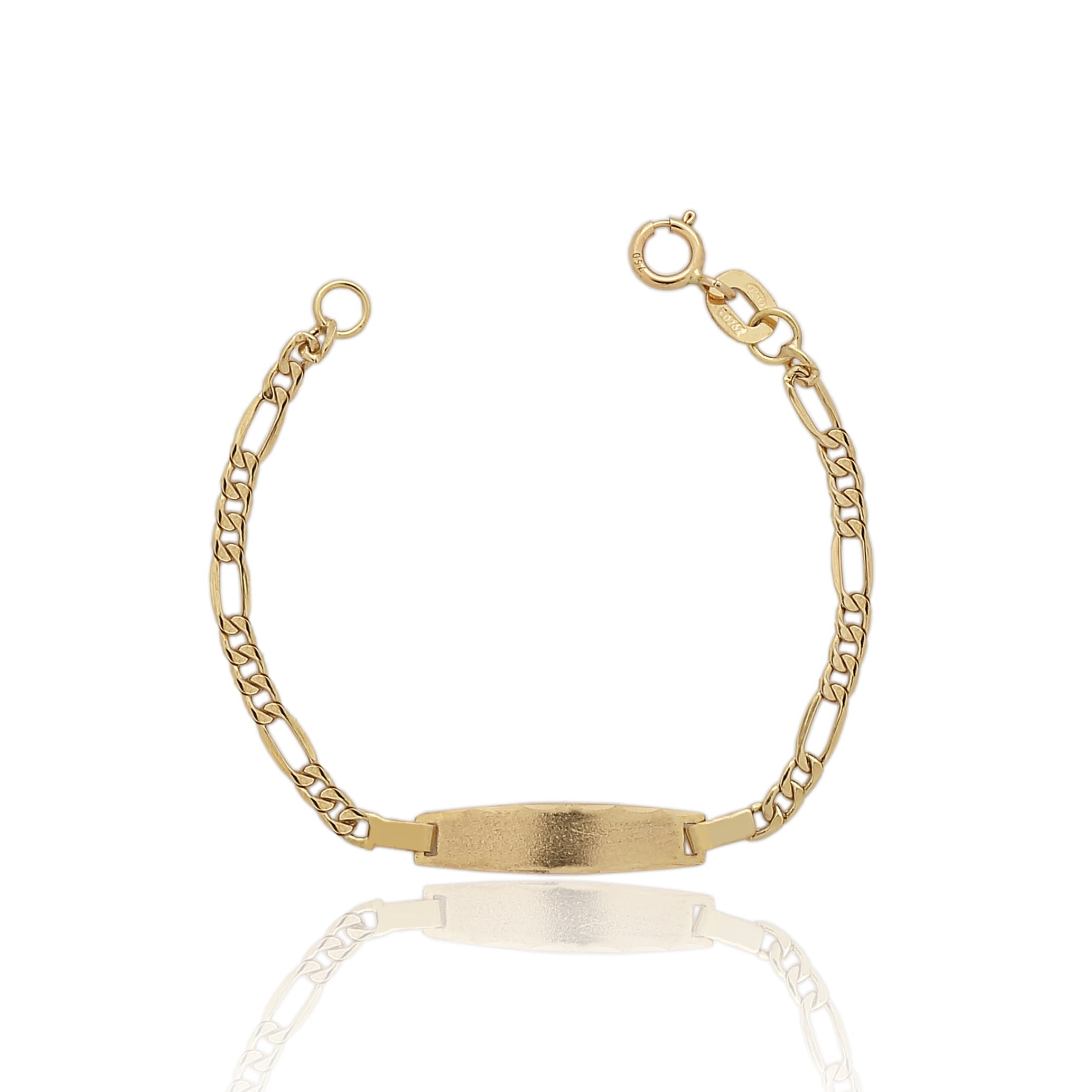 Pulsera esclava de oro 18K con chapa oval para bebé 11 cm