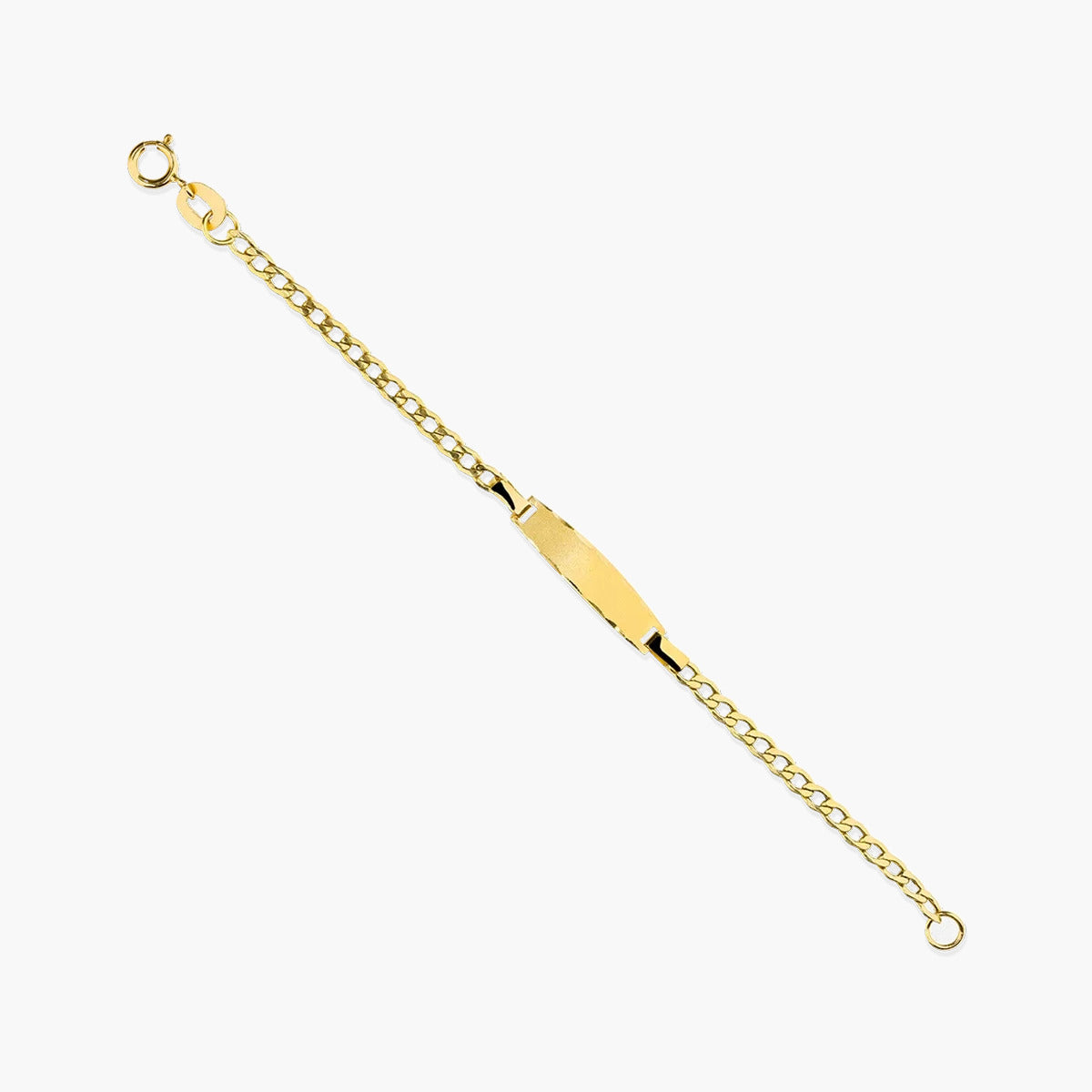 Pulsera esclava de oro 18K con chapa oval para bebé 11 cm