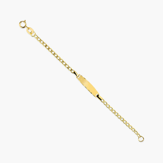Pulsera esclava de oro 18K con chapa oval para bebé 11 cm