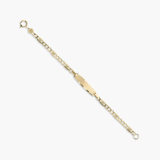 Pulsera esclava de oro 18K con chapa oval para bebé 11 cm