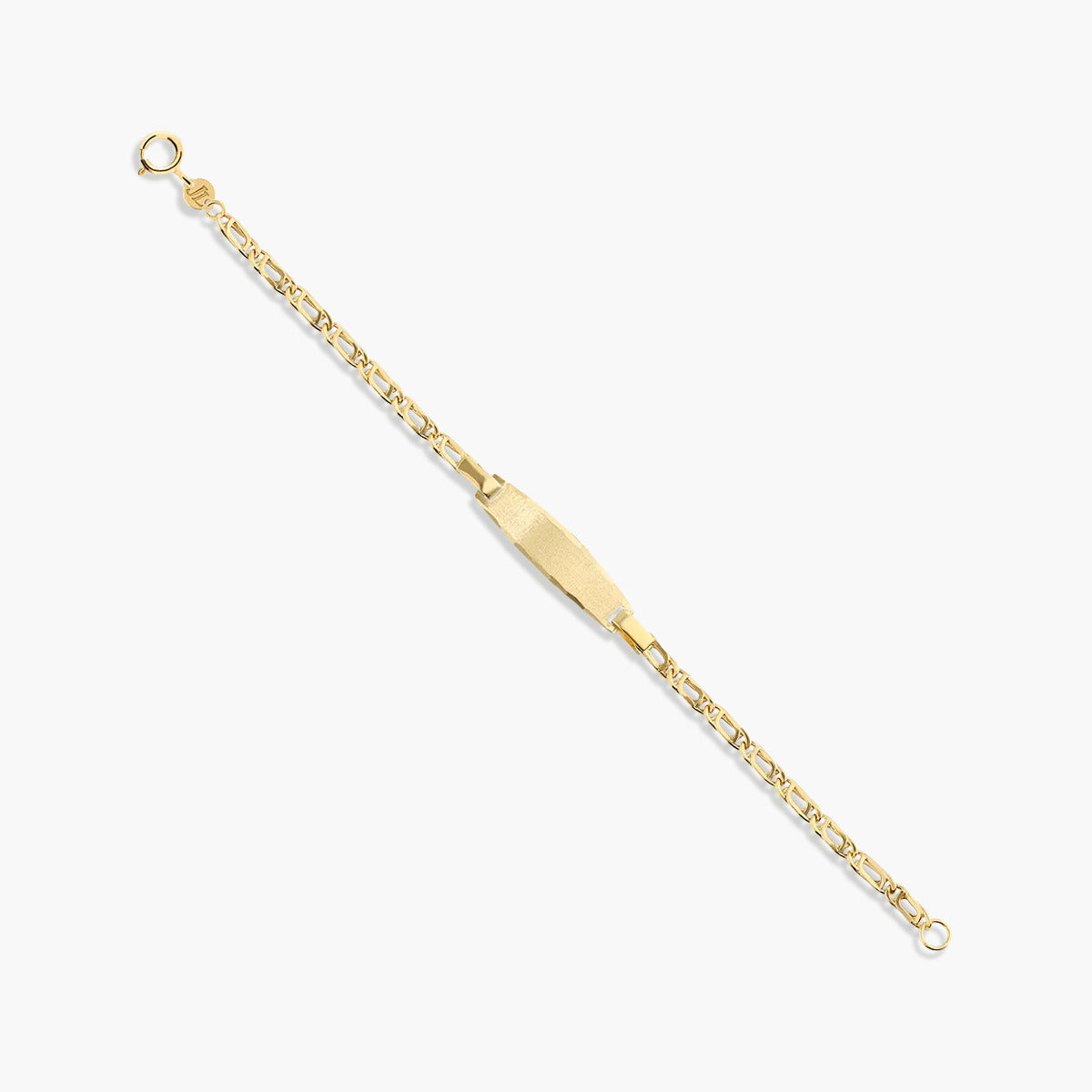 Pulsera esclava infantil de oro 18K con chapa oval 13 cm