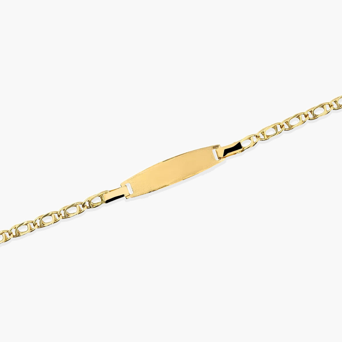 Pulsera esclava infantil de oro 18K con chapa oval 13 cm