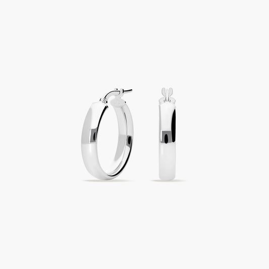 Pendientes de aro liso de plata 1ª ley 20 mm