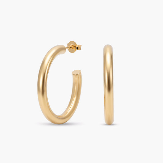 Pendientes de aro de plata 1ª ley con baño de oro 18K cierre presión 20 mm
