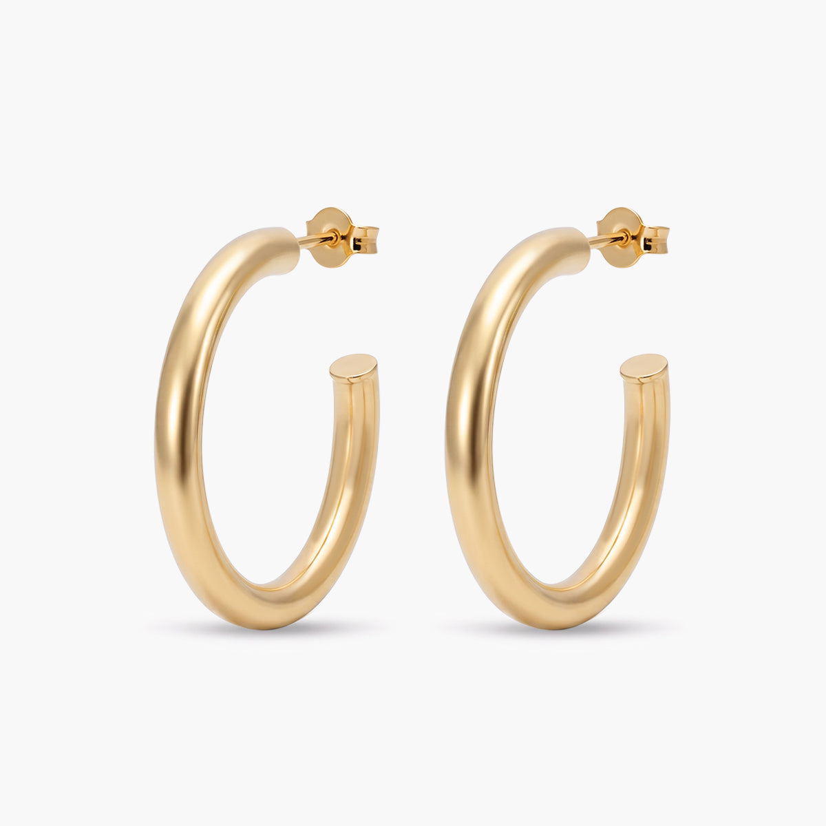 Pendientes de aro de plata 1ª ley con baño de oro 18K cierre presión 20 mm
