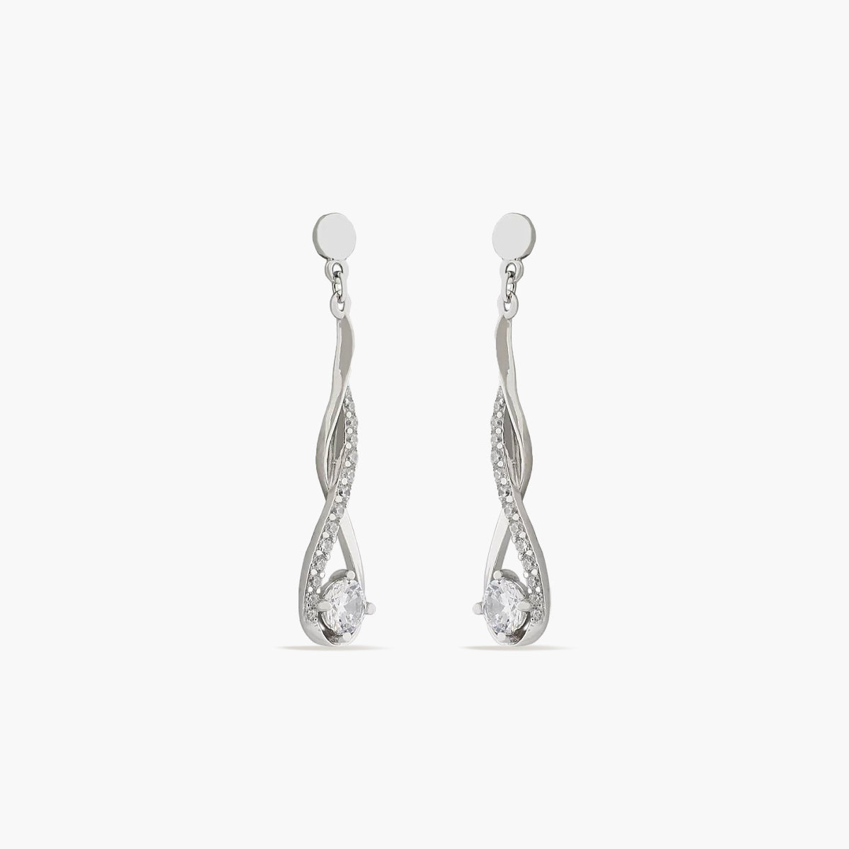 Pendientes largos de plata 1ª ley circonitas 38 mm