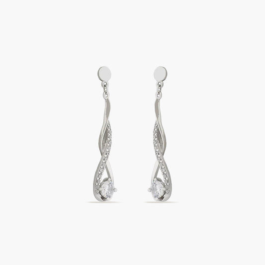 Pendientes largos de plata 1ª ley circonitas 38 mm